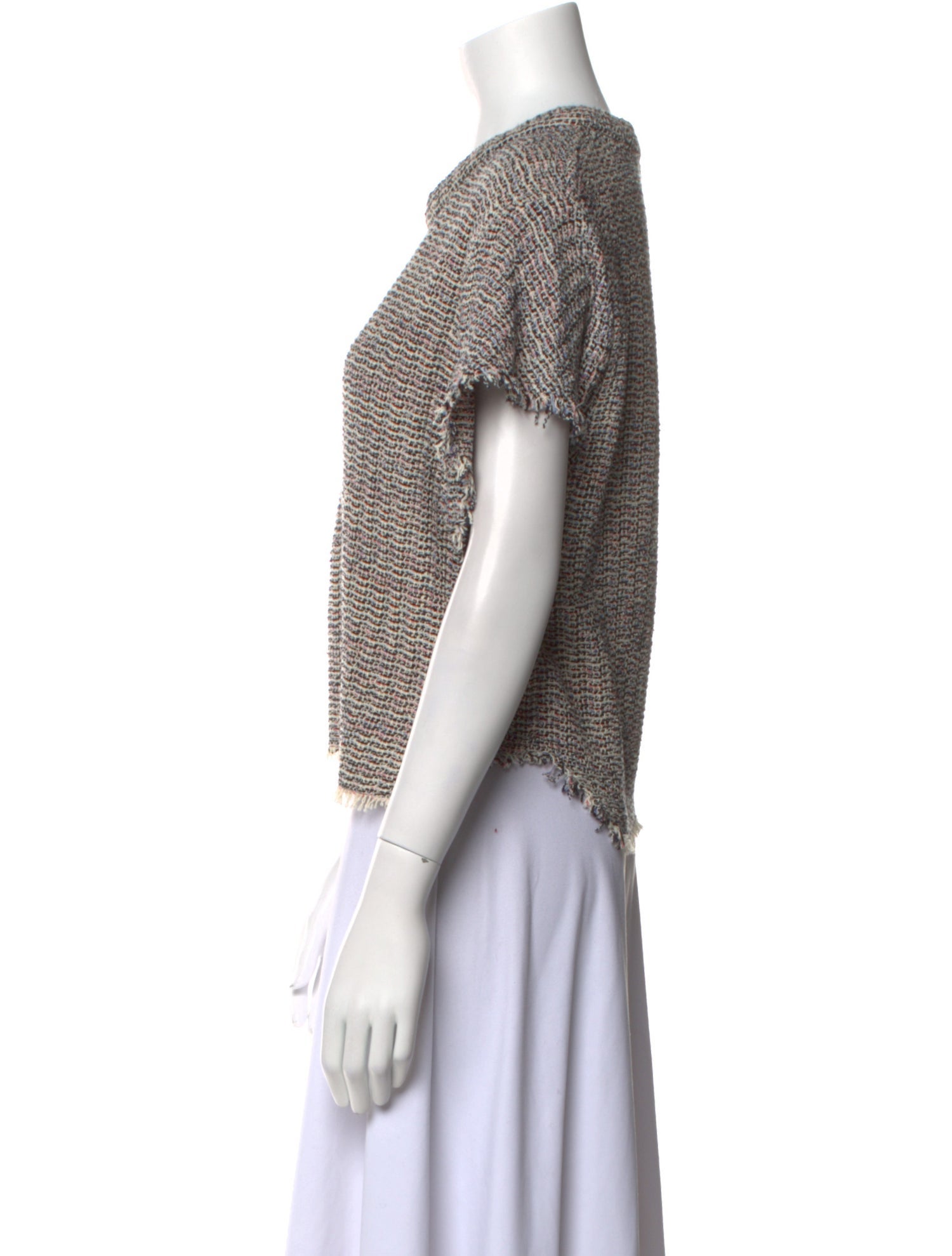 Iro Tweed Pattern Crew Neck Crop Top