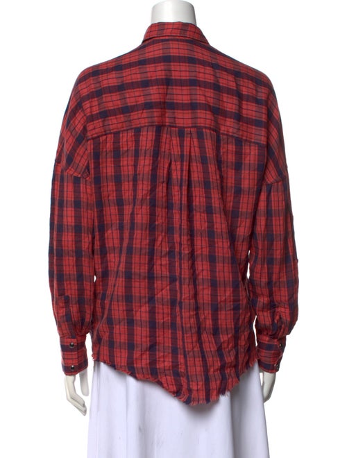 Iro Plaid Print Long Sleeve Button-Up Top