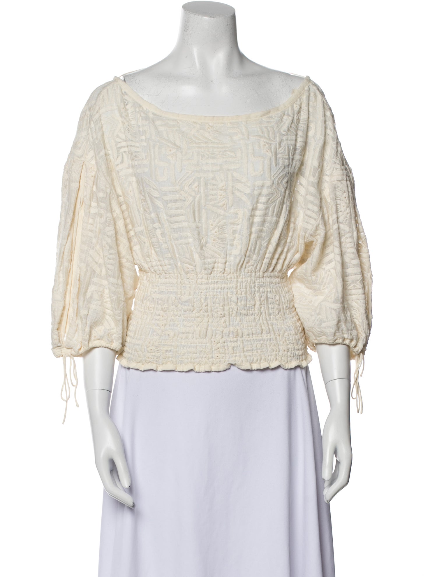 Iro Bateau Neckline Three-Quarter Sleeve Crop Top