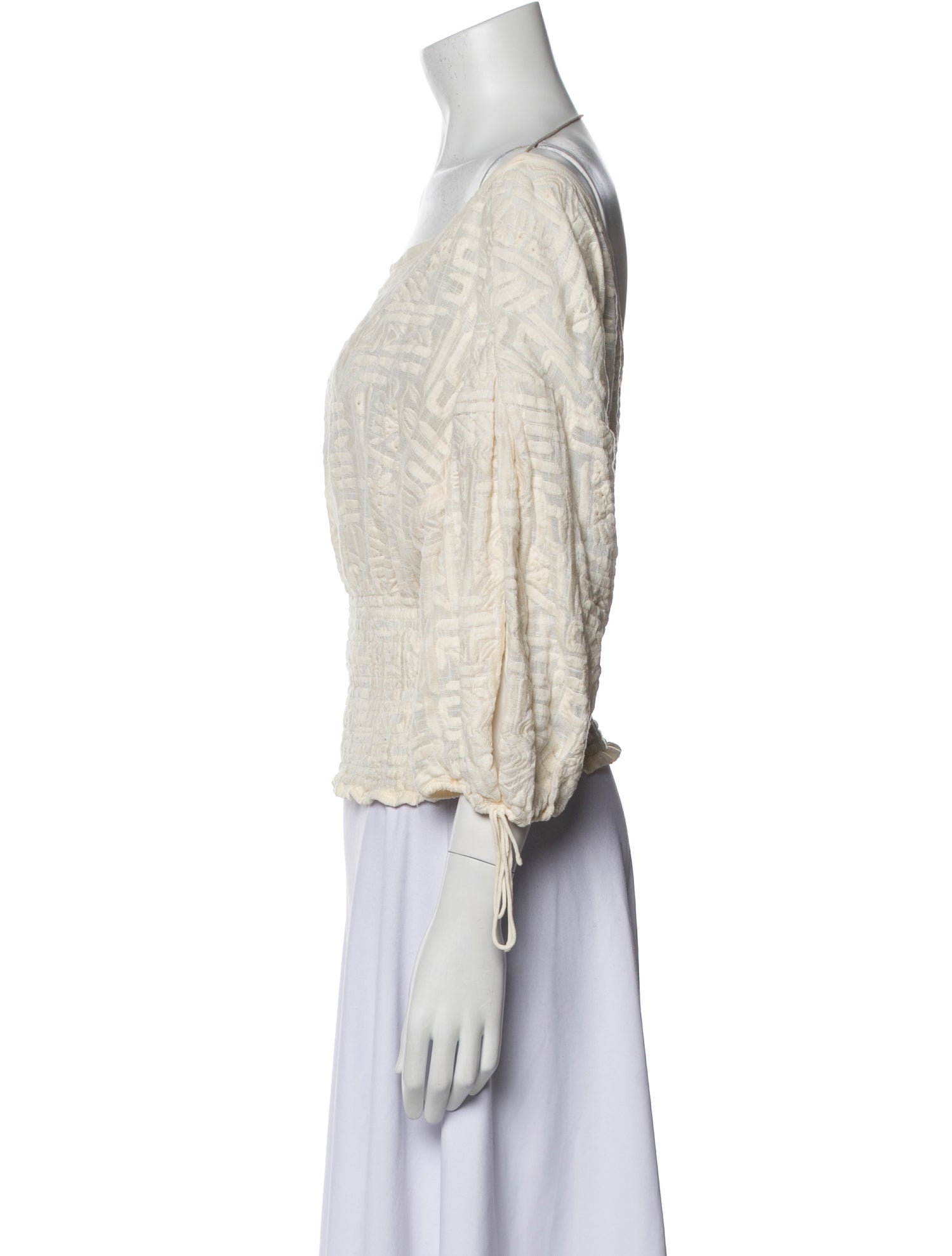 Iro Bateau Neckline Three-Quarter Sleeve Crop Top