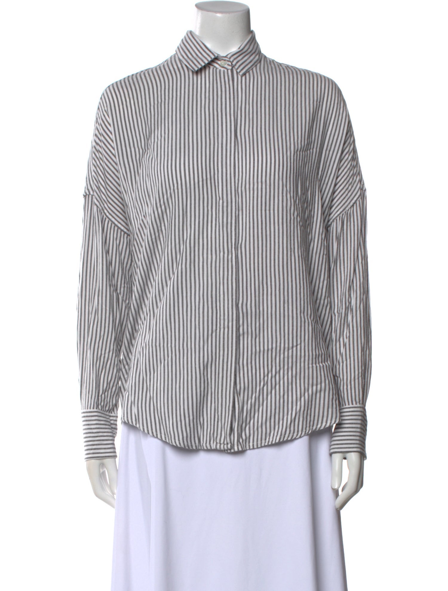 Iro Striped Long Sleeve Button-Up Top