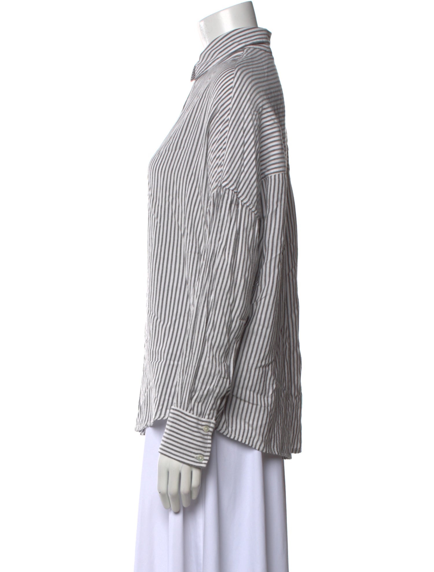 Iro Striped Long Sleeve Button-Up Top