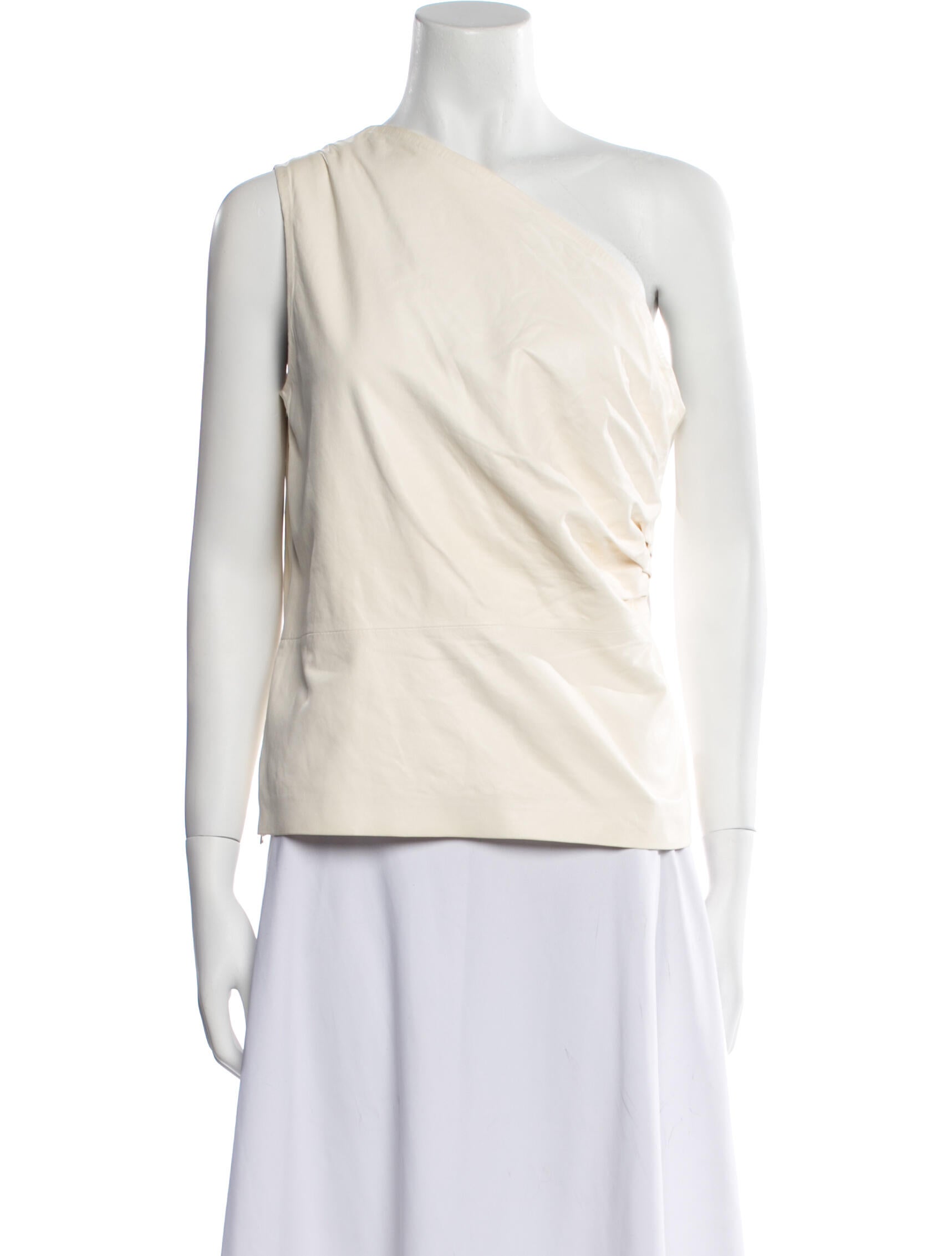 Iro Lamb Leather One-Shoulder Top