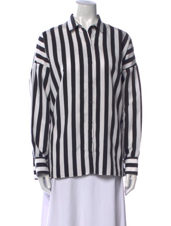 Iro Striped Long Sleeve Button-Up Top