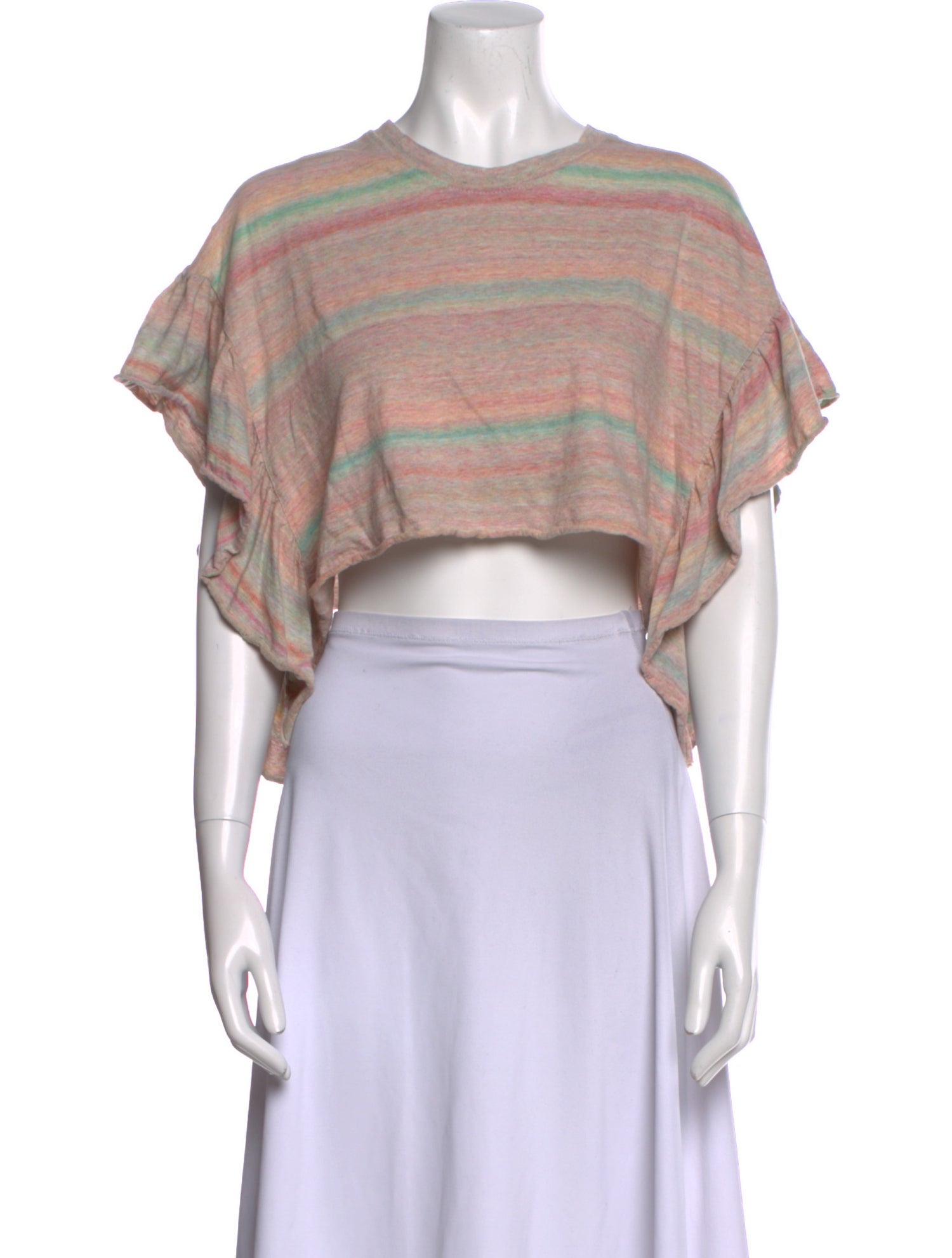 Iro Striped Crew Neck Crop Top