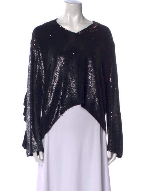 Iro Sequin Scoop Neck Crop Top