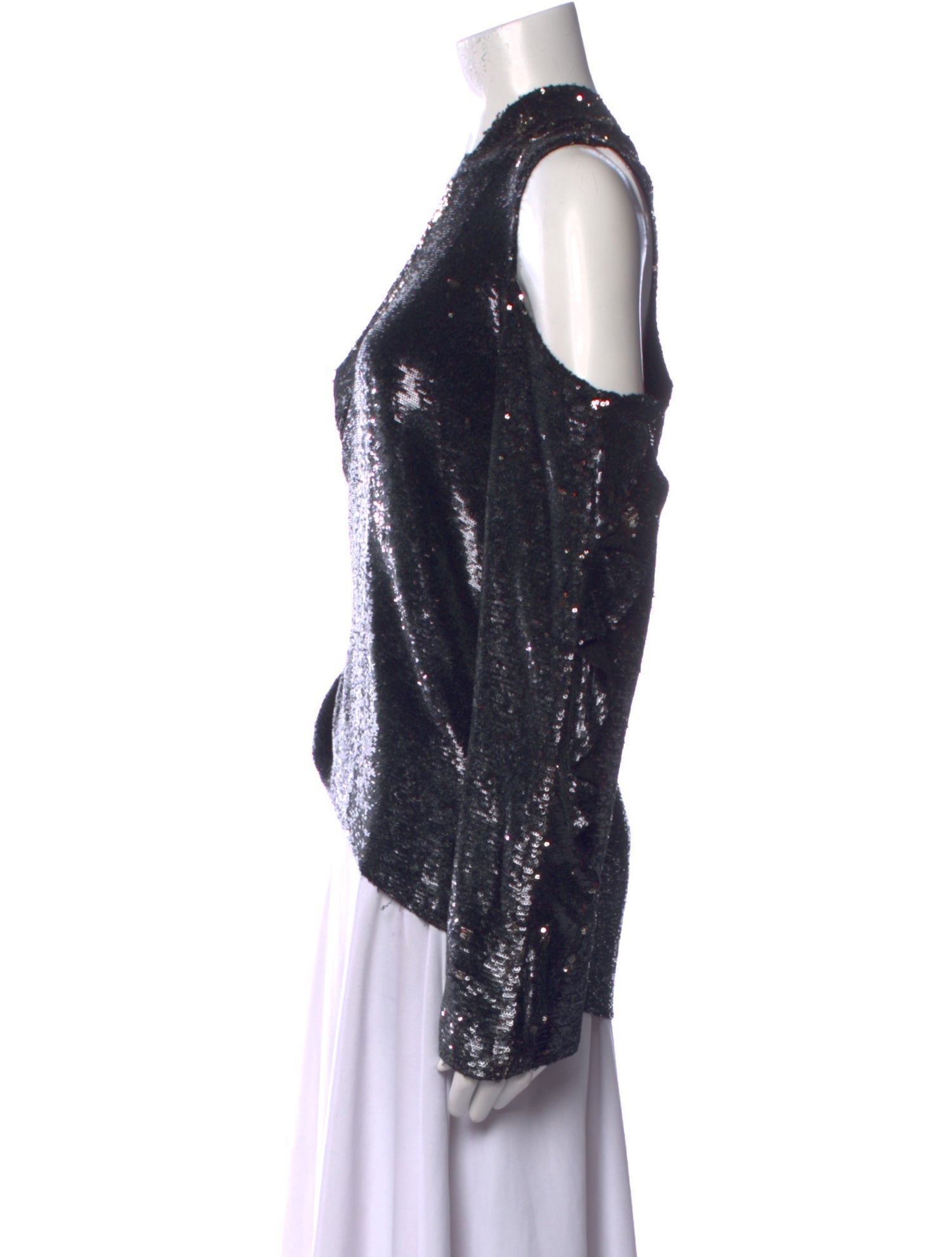 Iro Sequin Scoop Neck Crop Top