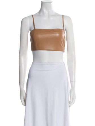 Iro Lamb Leather Square Neckline Crop Top