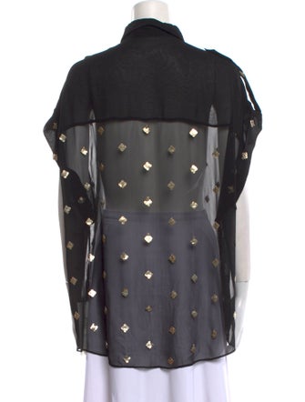 Iro Printed Short Sleeve Button-Up Top