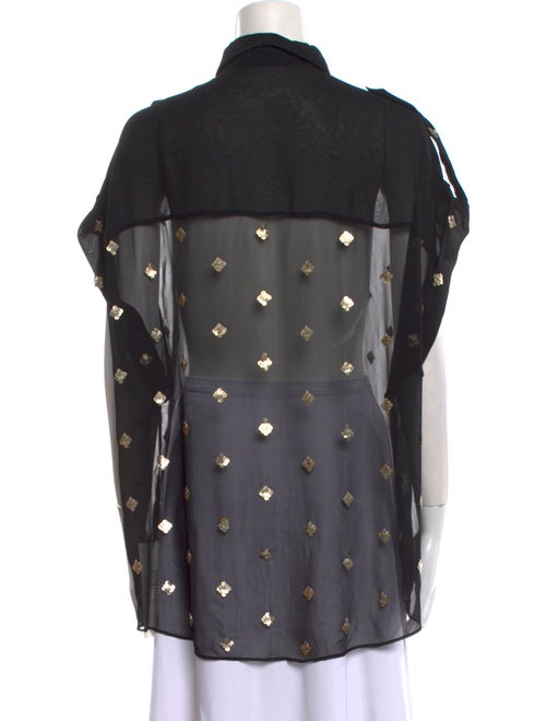 Iro Printed Short Sleeve Button-Up Top