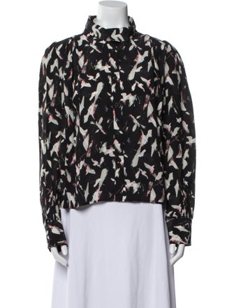 Iro Printed Mock Neck Button-Up Top