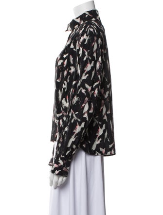 Iro Printed Mock Neck Button-Up Top