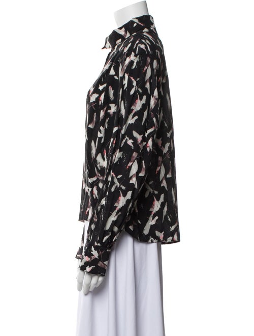 Iro Printed Mock Neck Button-Up Top