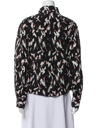 Iro Printed Mock Neck Button-Up Top