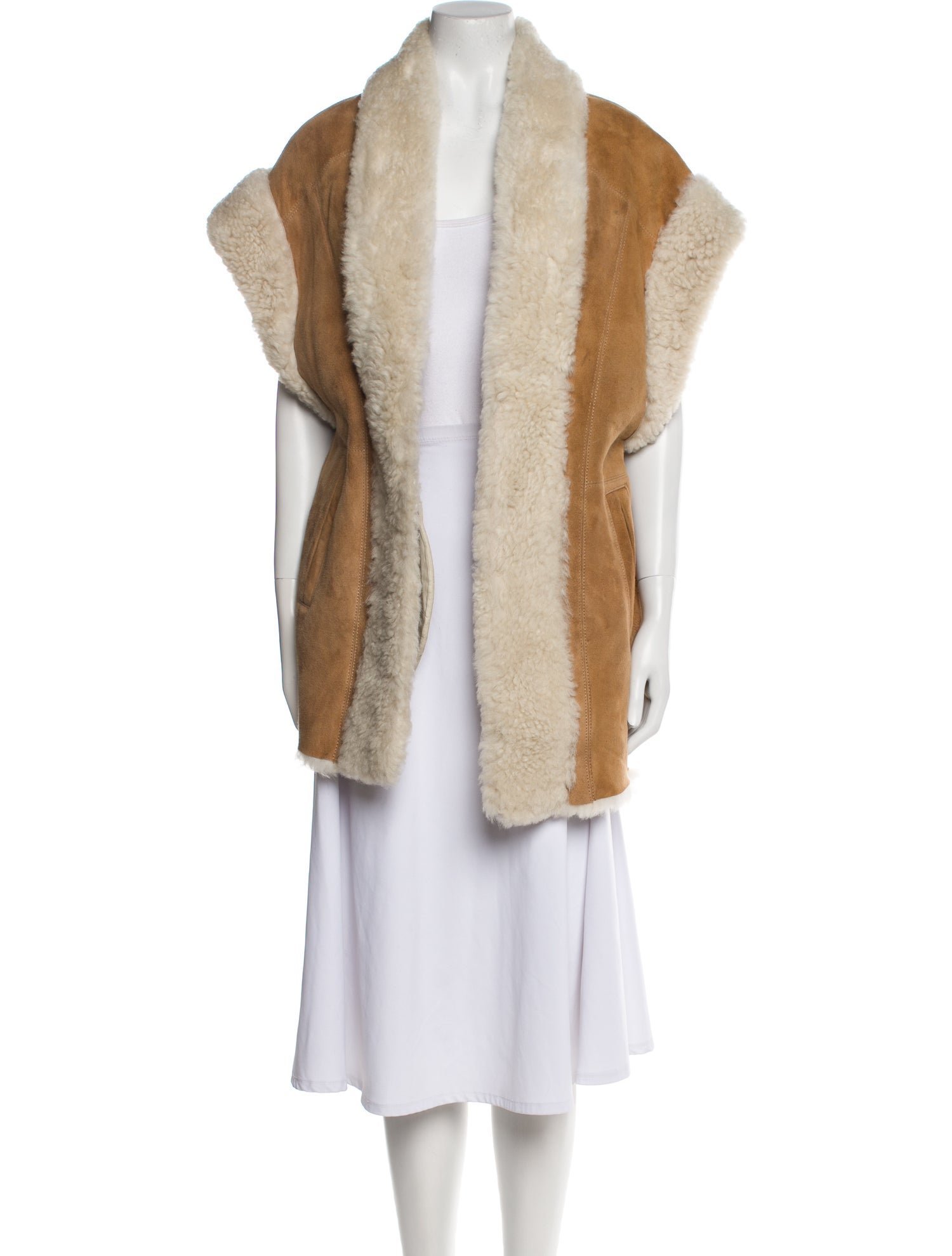 Iro Shearling Colorblock Pattern Faux Fur Jacket