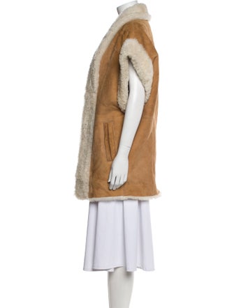 Iro Shearling Colorblock Pattern Faux Fur Jacket