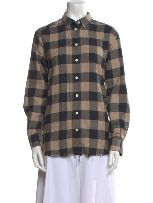 Iro Plaid Print Long Sleeve Button-Up Top