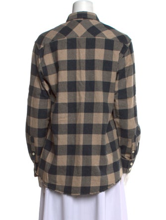 Iro Plaid Print Long Sleeve Button-Up Top