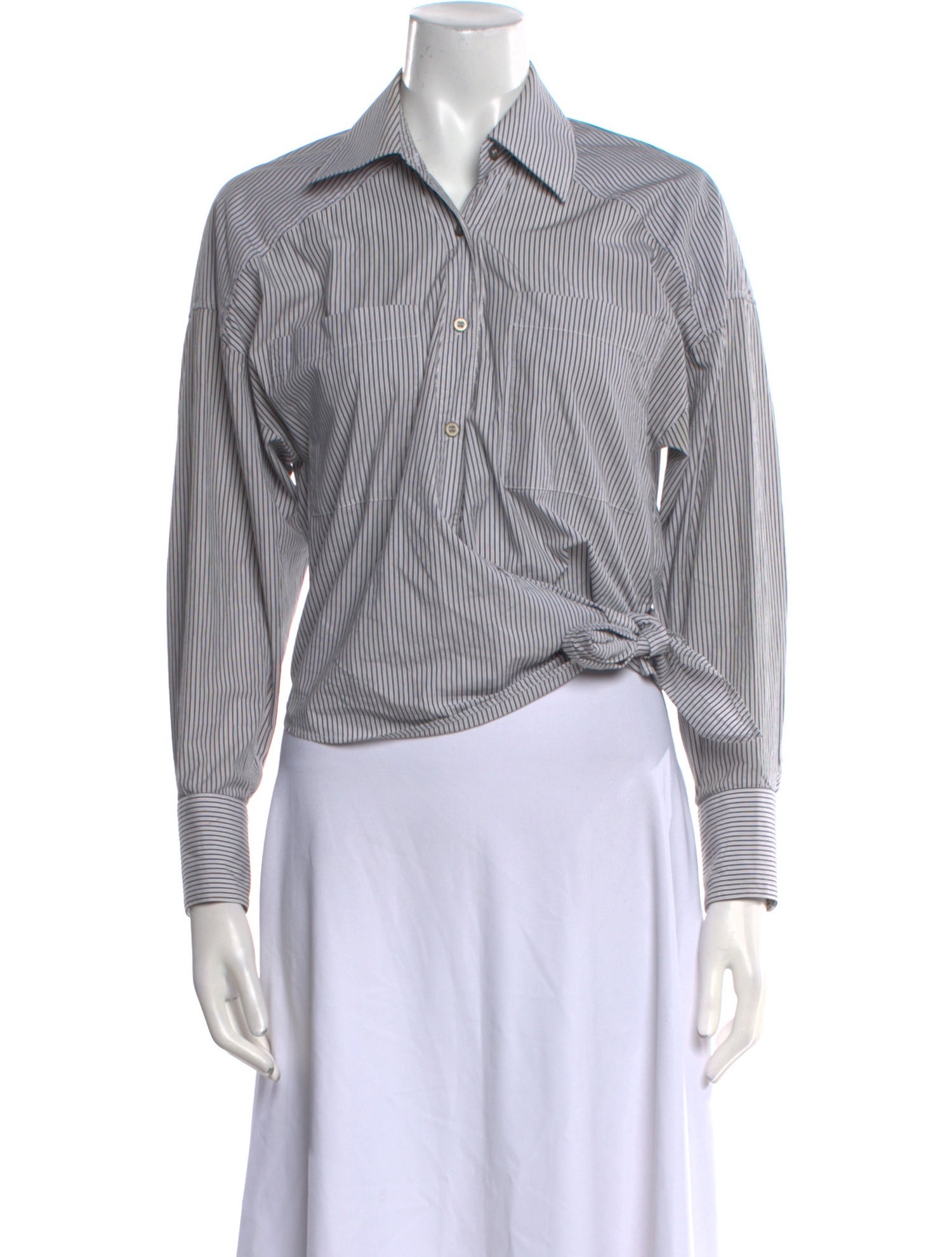 Iro Striped Long Sleeve Button-Up Top