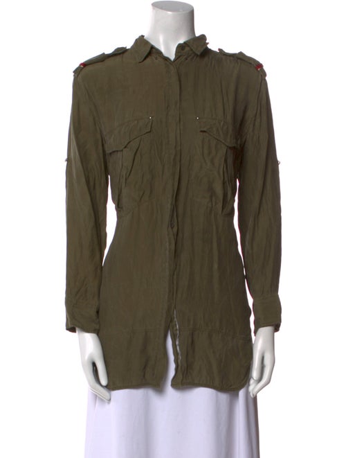 Iro Silk Mock Neck Button-Up Top