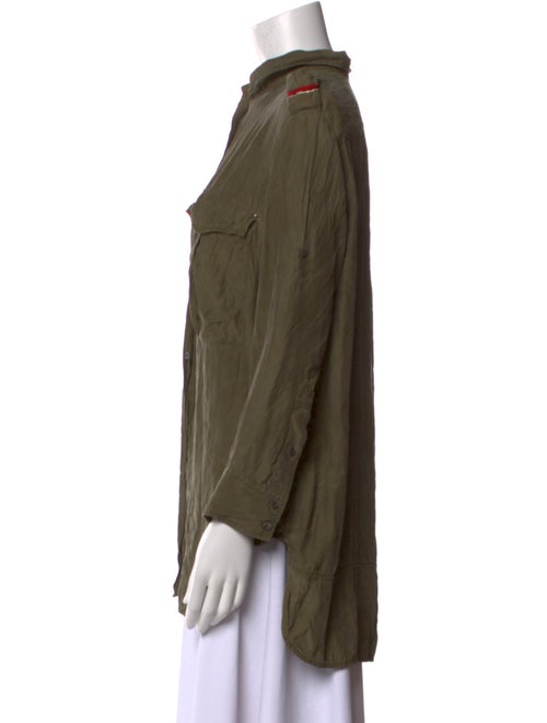 Iro Silk Mock Neck Button-Up Top