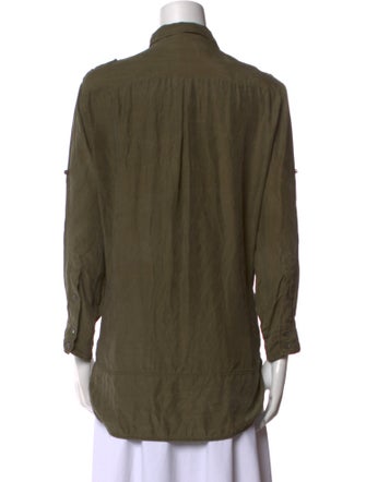 Iro Silk Mock Neck Button-Up Top