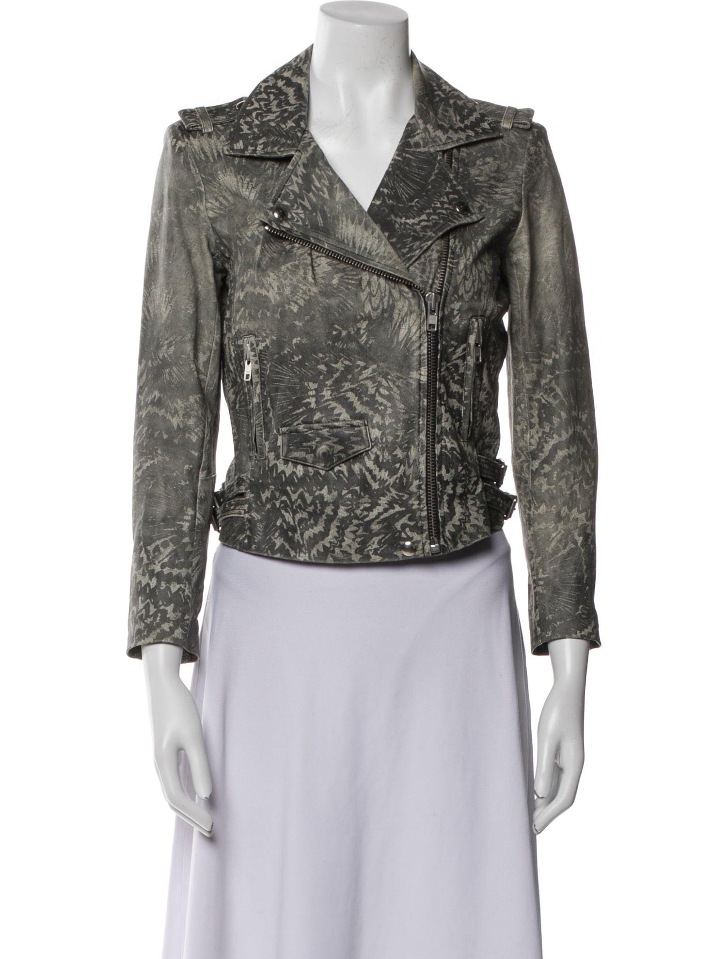 Iro Lamb Leather Printed Biker Jacket