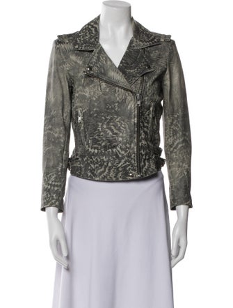Iro Lamb Leather Printed Biker Jacket