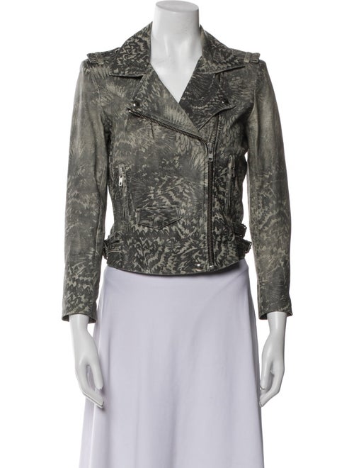 Iro Lamb Leather Printed Biker Jacket