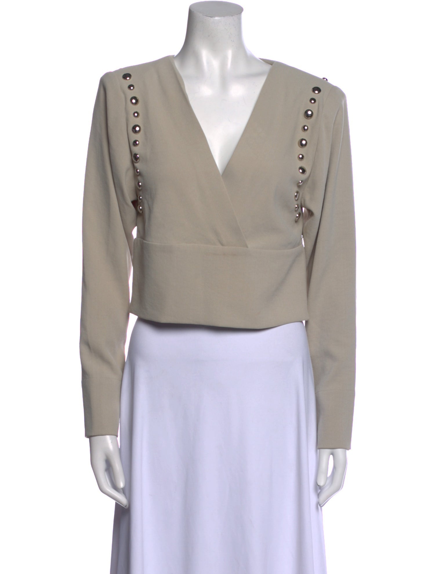 Iro V-Neck Long Sleeve Crop Top