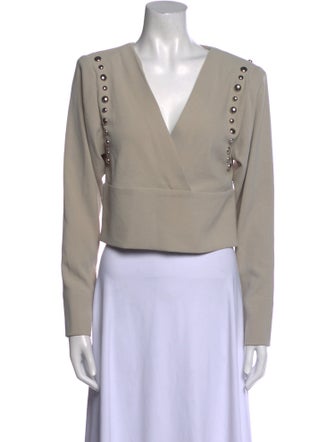 Iro V-Neck Long Sleeve Crop Top