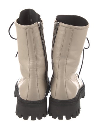 Iro Leather Colorblock Pattern Combat Boots