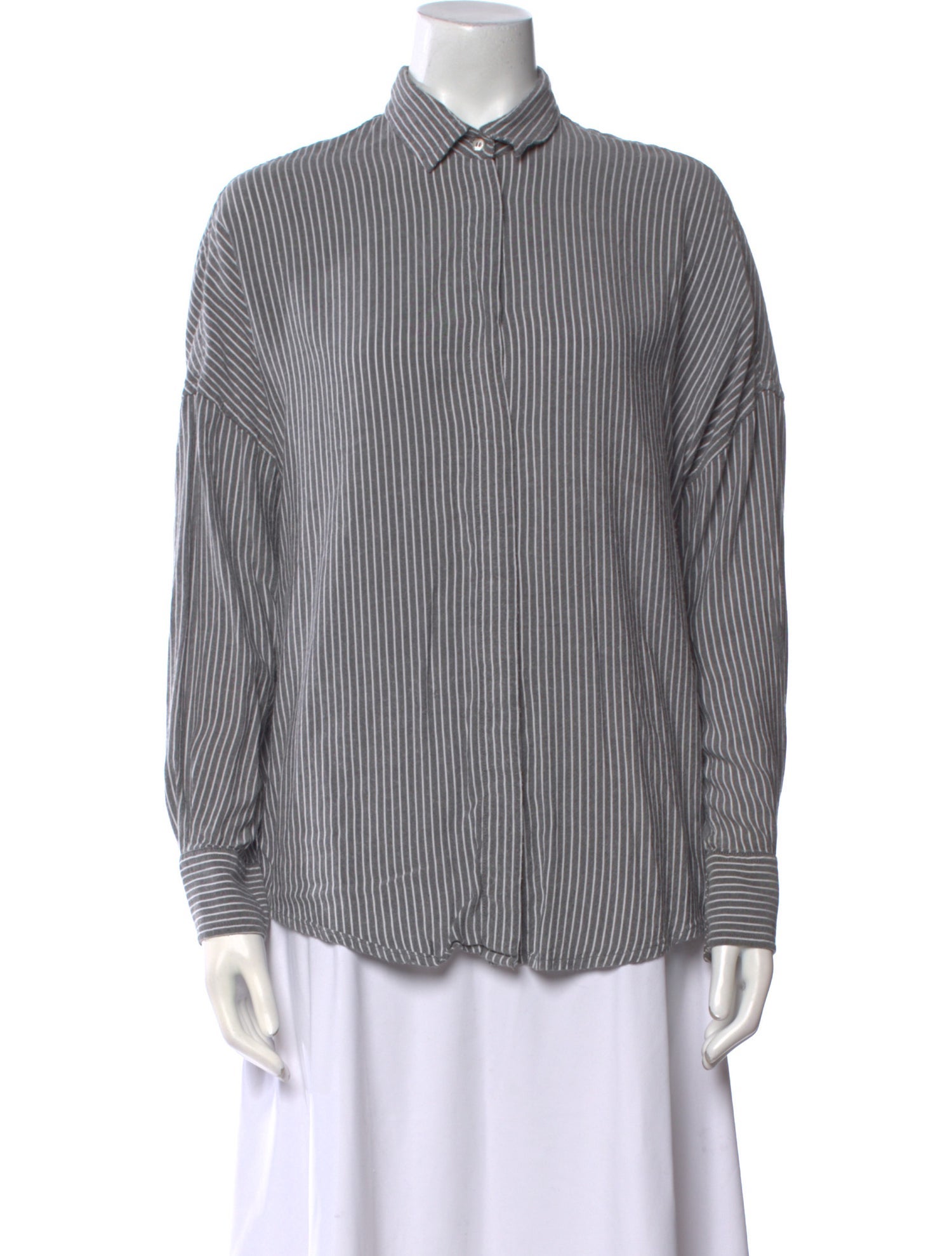 Iro Striped Long Sleeve Button-Up Top