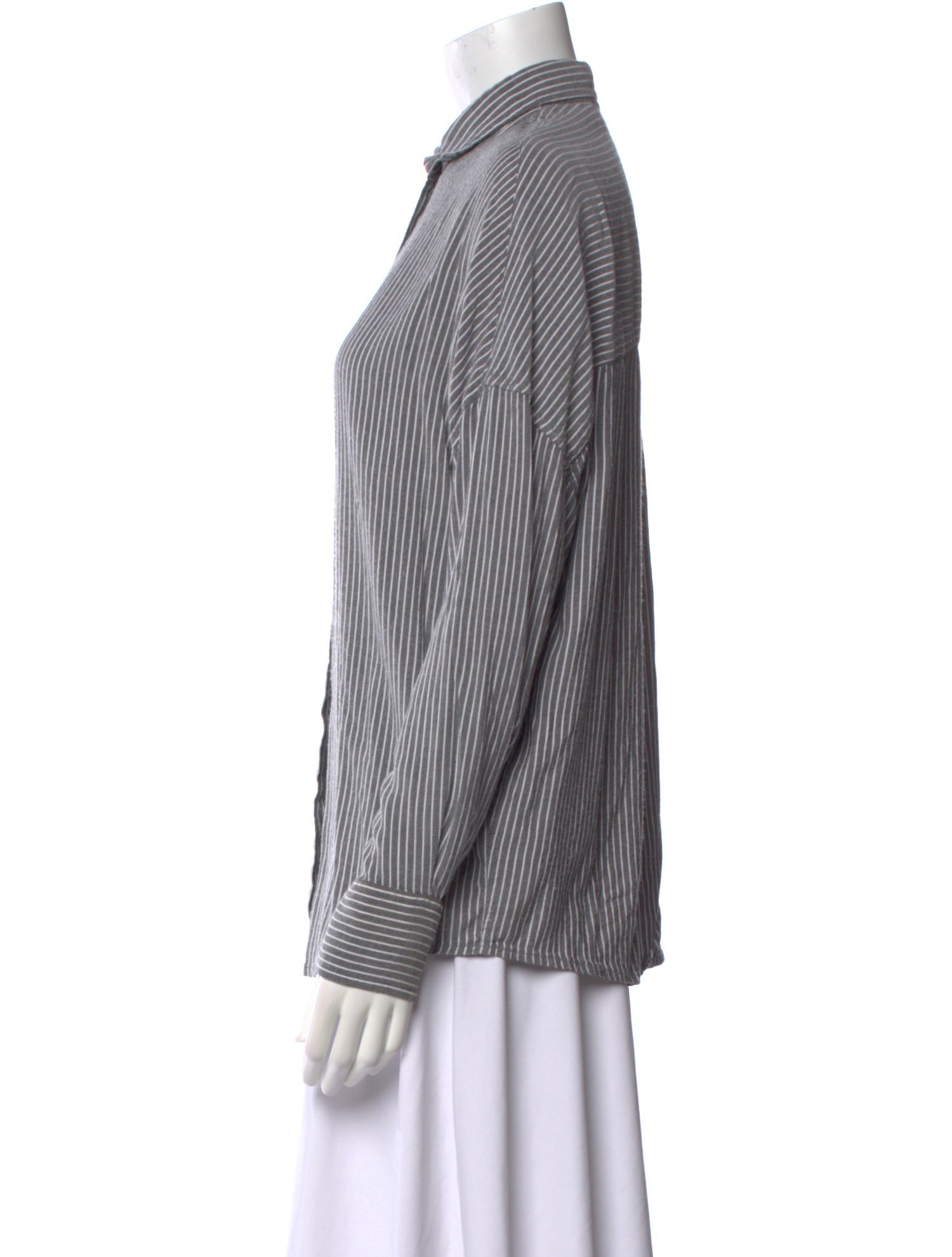 Iro Striped Long Sleeve Button-Up Top