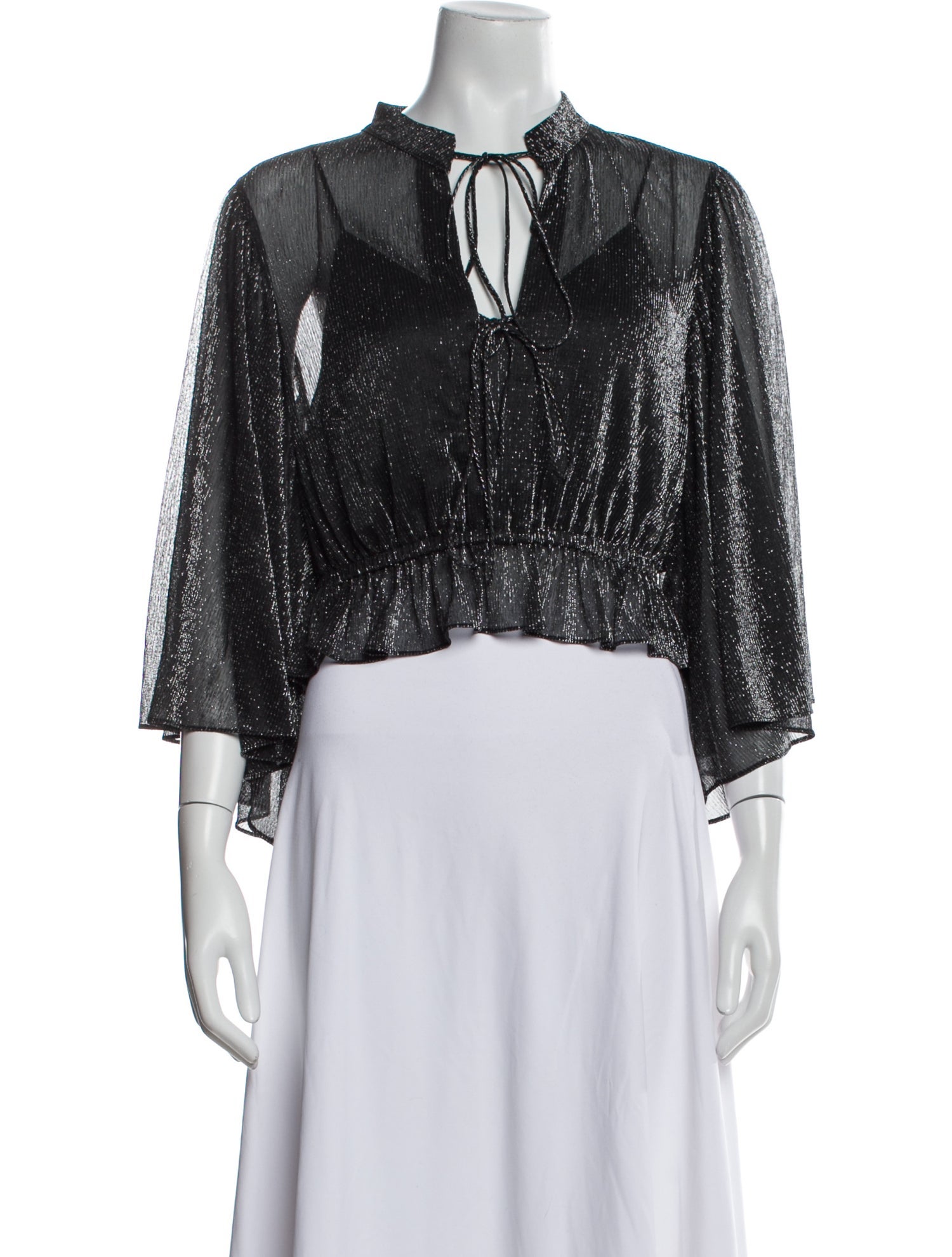 Iro V-Neck Three-Quarter Sleeve Crop Top