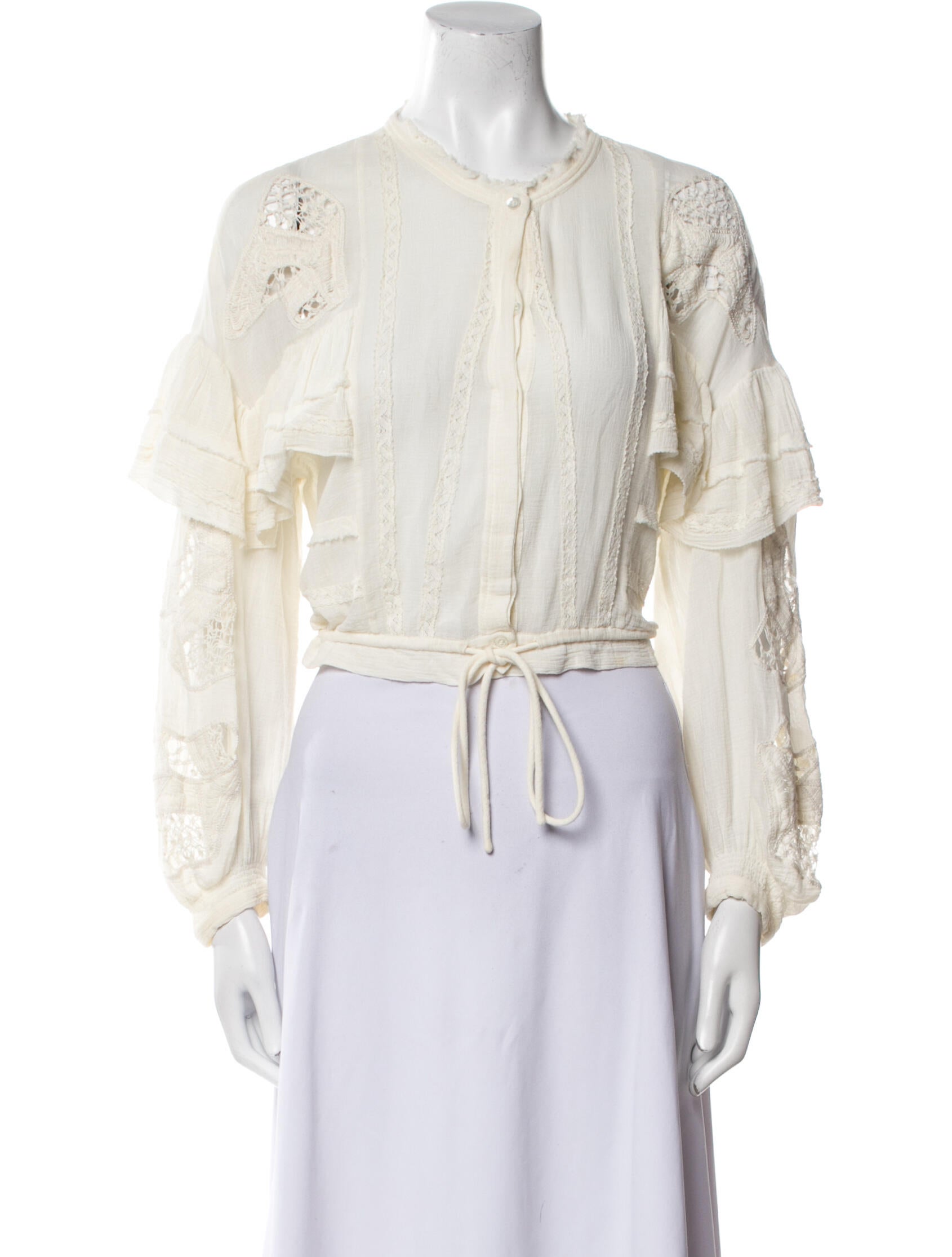 Iro Crew Neck Three-Quarter Sleeve Crop Top