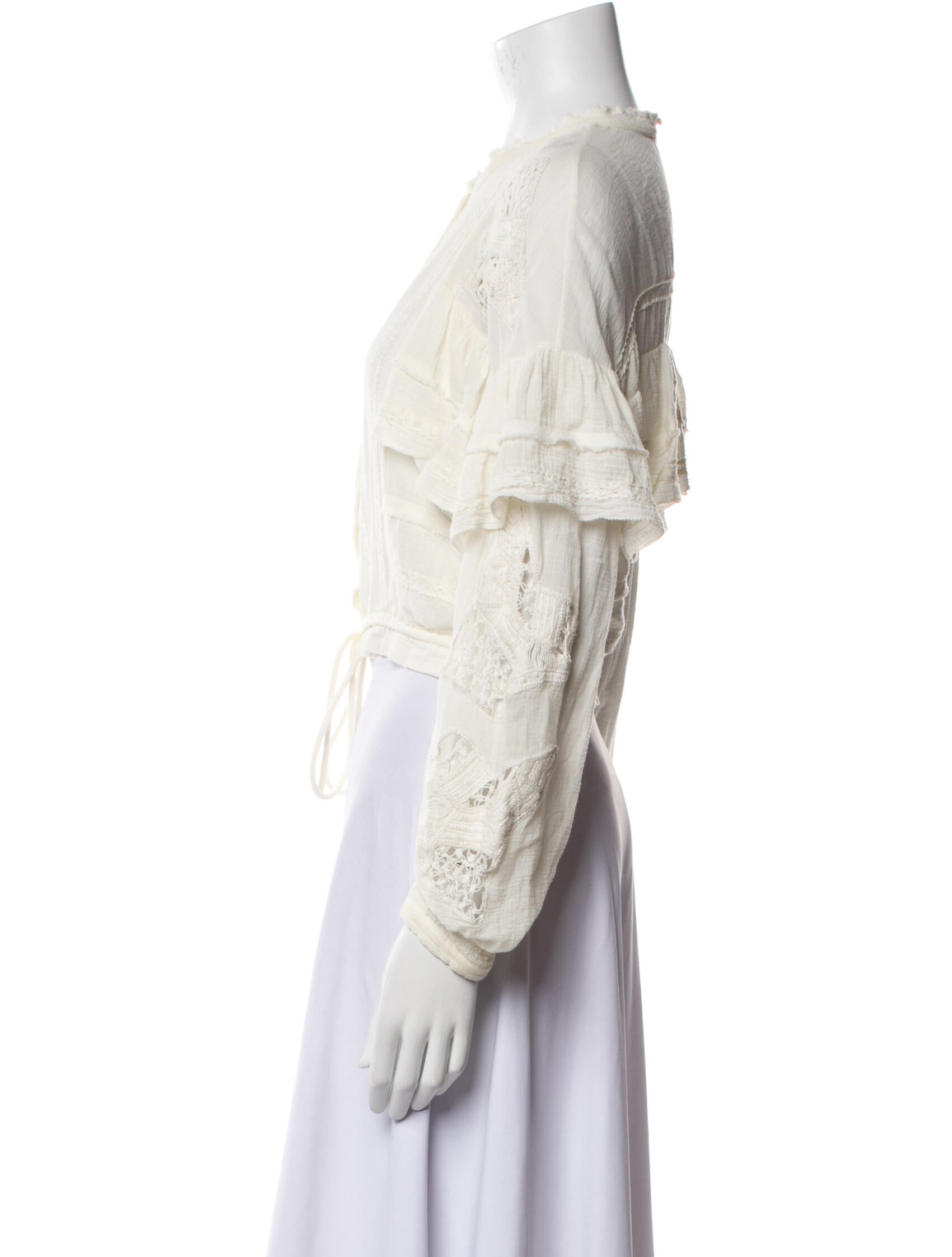 Iro Crew Neck Three-Quarter Sleeve Crop Top