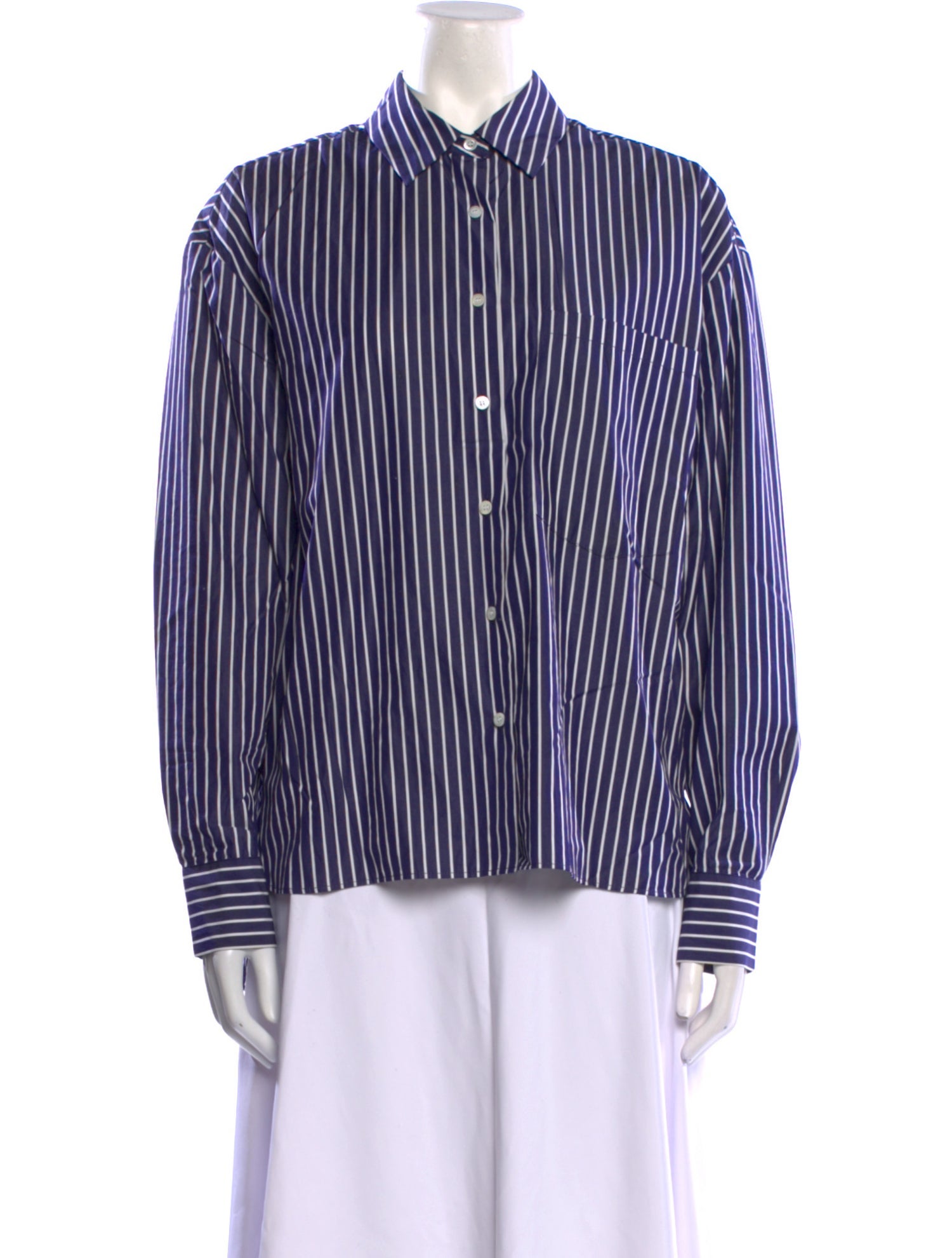Iro Striped Long Sleeve Button-Up Top
