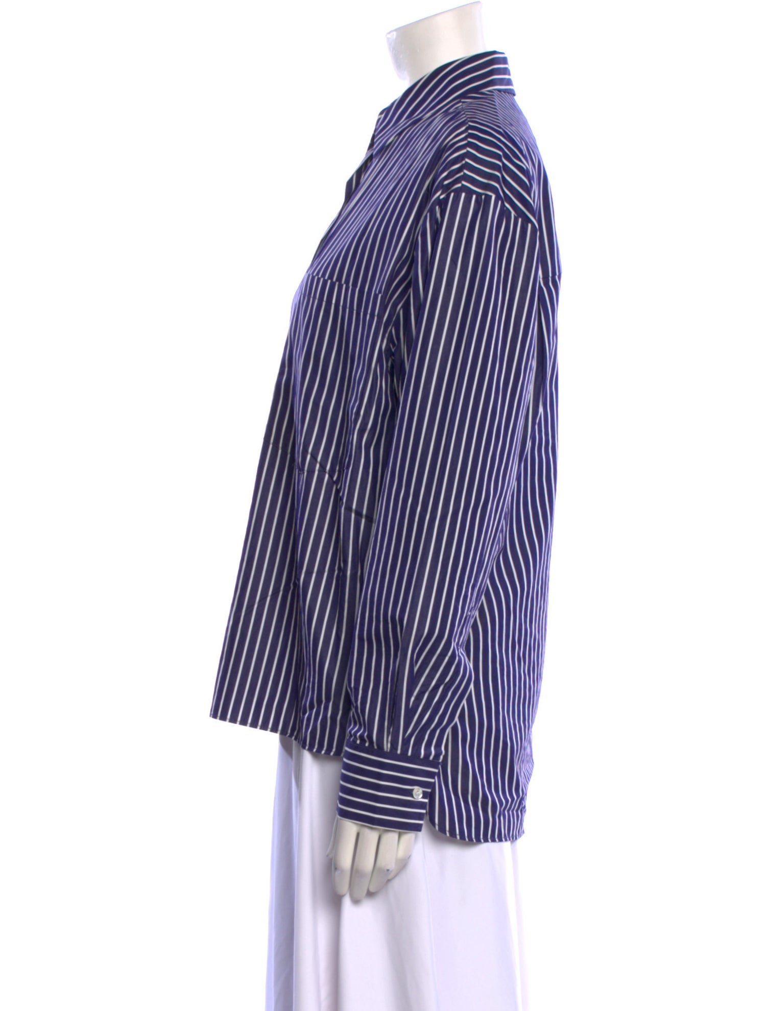 Iro Striped Long Sleeve Button-Up Top