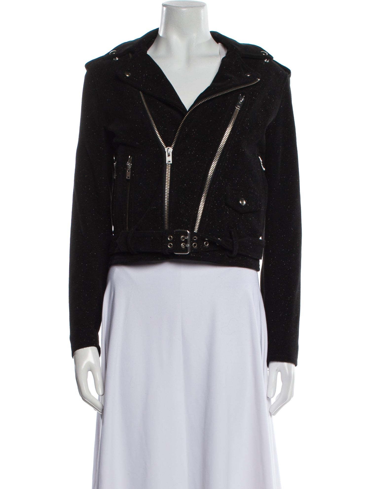 Iro Leather Tweed Pattern Jacket