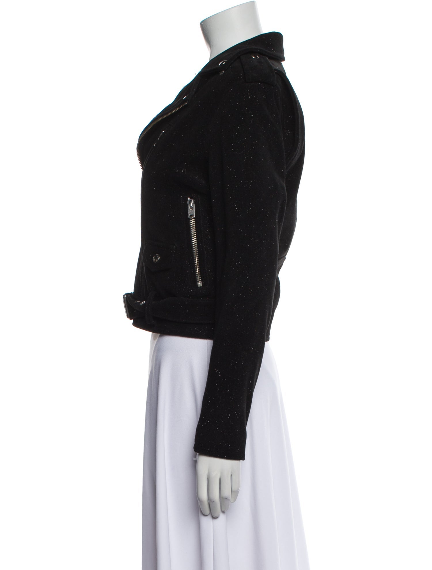 Iro Leather Tweed Pattern Jacket