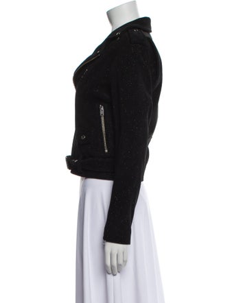 Iro Leather Tweed Pattern Jacket