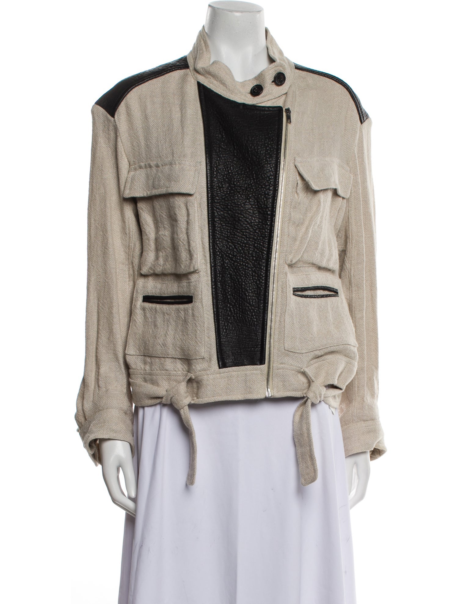 Iro Linen Tweed Pattern Utility Jacket