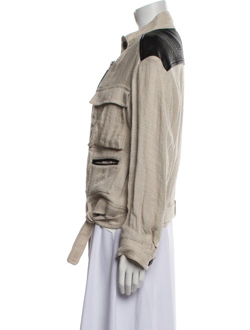 Iro Linen Tweed Pattern Utility Jacket