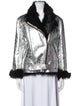 Iro Shearling Colorblock Pattern Fur Jacket