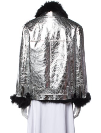 Iro Shearling Colorblock Pattern Fur Jacket