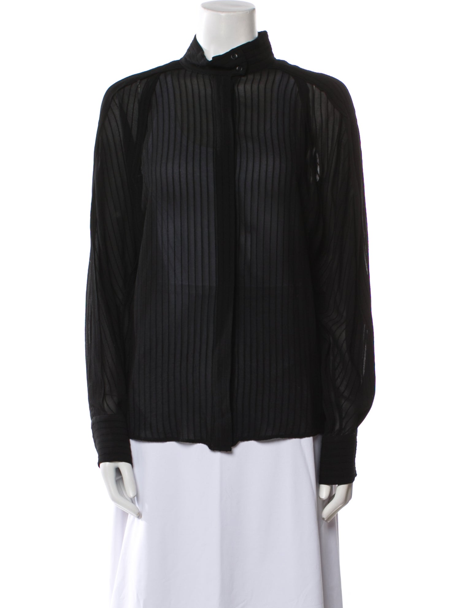 Iro Mock Neck Long Sleeve Button-Up Top