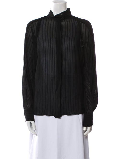 Iro Mock Neck Long Sleeve Button-Up Top