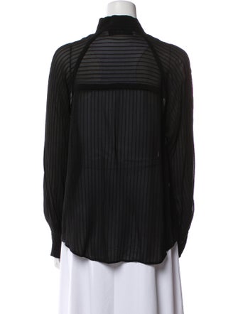 Iro Mock Neck Long Sleeve Button-Up Top