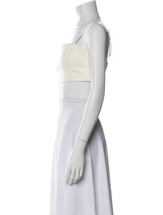 Iro Lamb Leather Square Neckline Crop Top